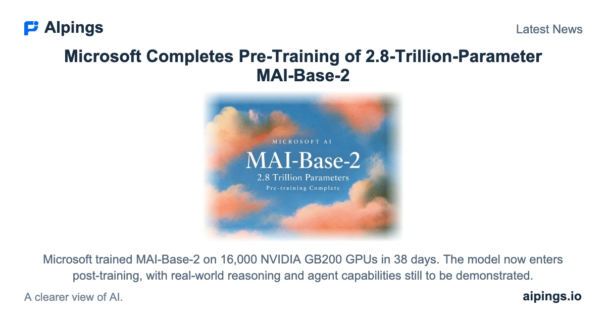 Microsoft MAI-Base-2 Completes Pre-Training at 2.8T Parameters